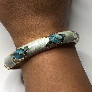 JIU LONG XING Baked Enamel Turtle Bangle Bracelet